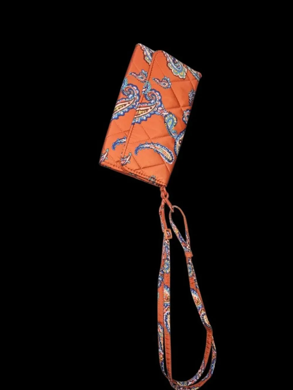 Vera Bradley Manor‎ Paisley Crossbody Purse Quilted Rust Orange Removable Strap